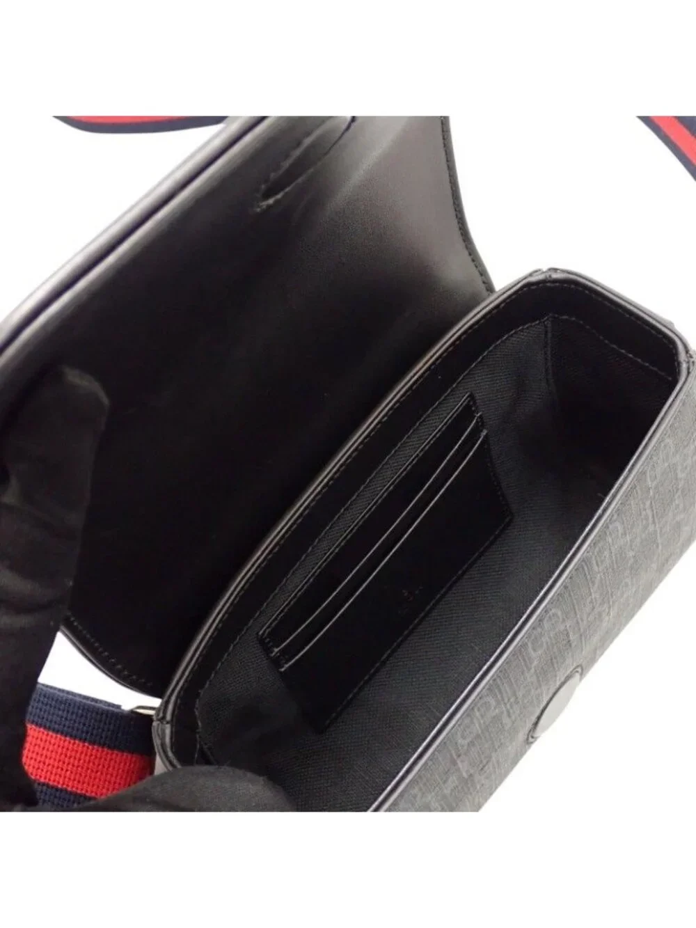 Gucci GG Super Mini Shoulder Bag Polyurethane Black Red